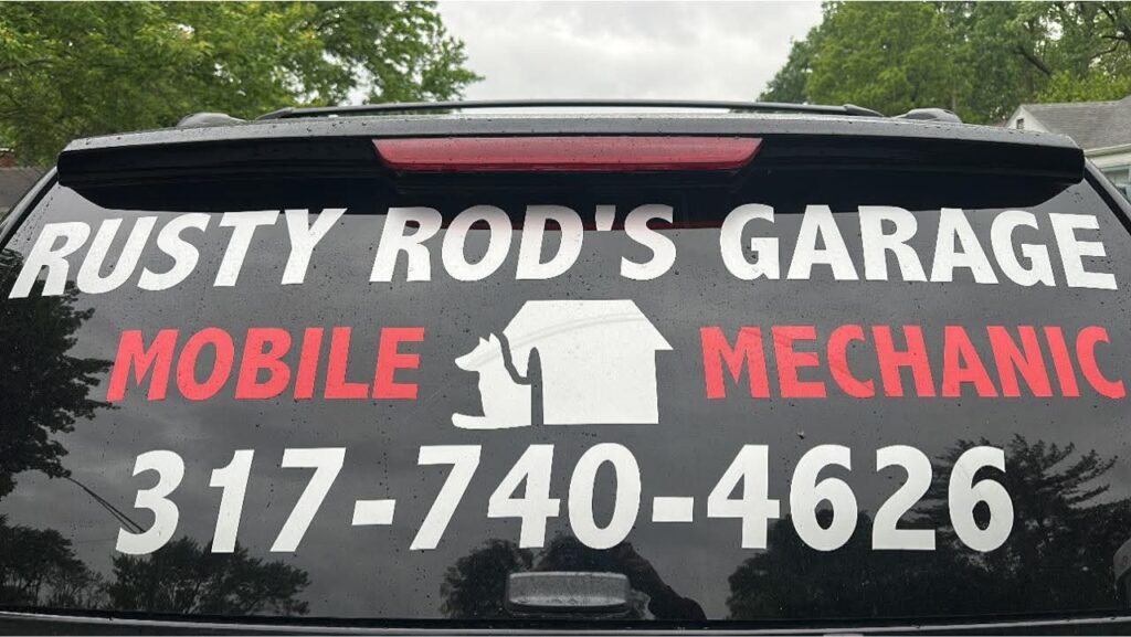 Rusty Rod's Garage Mobile Mechanic Van parked in a residential area, ready to serve Indianapolis